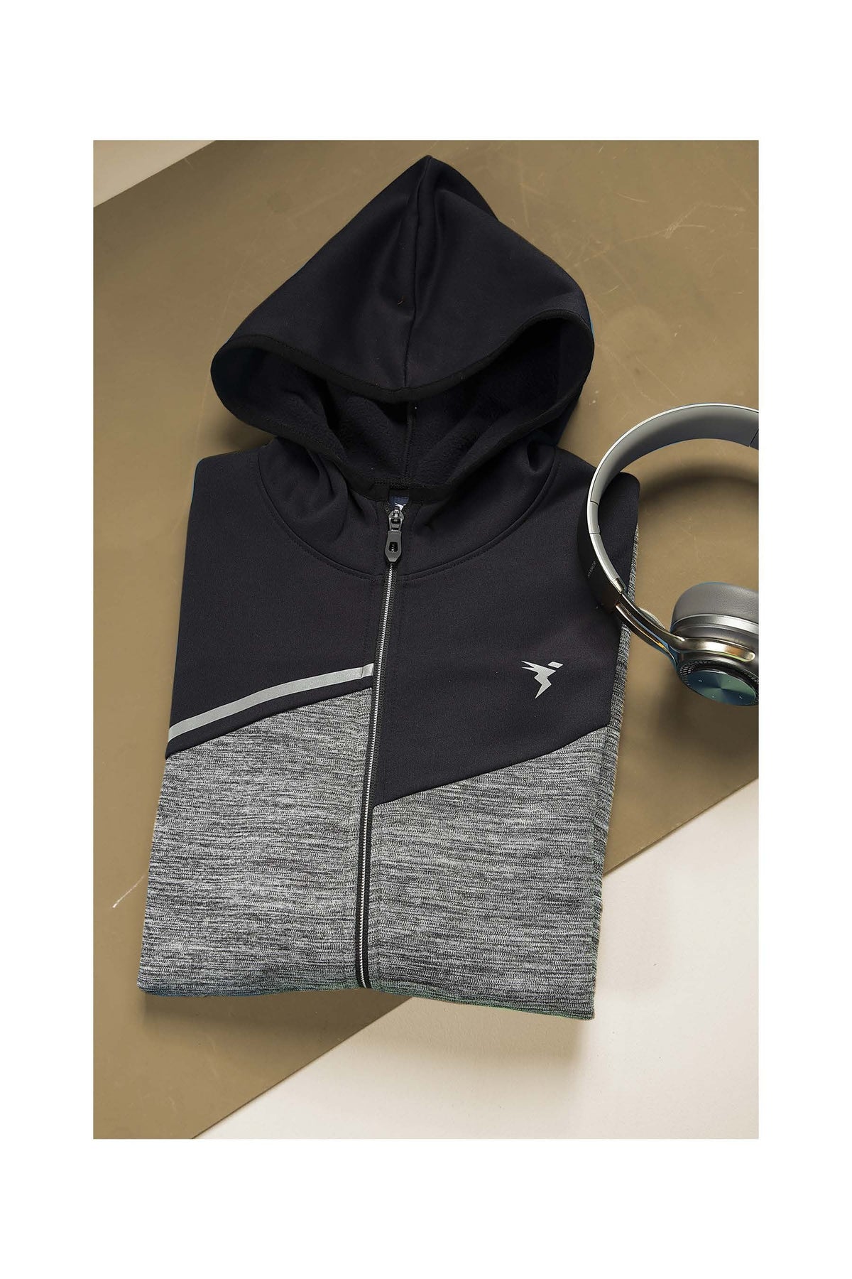 Technosport Full Sleeve Dry Fit Melange Hoodie Jacket for Men PL-74 - Light Grey
