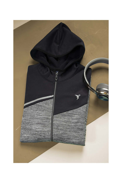 Technosport Full Sleeve Dry Fit Melange Hoodie Jacket for Men PL-74 - Light Grey