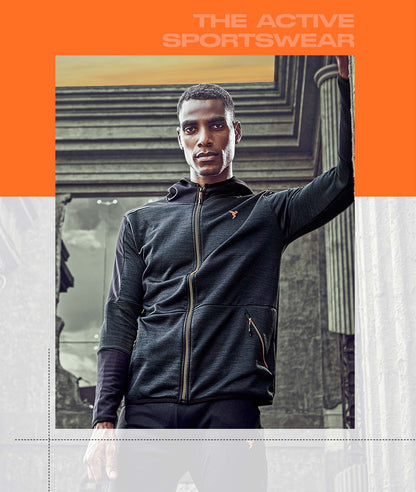 Technosport Full Sleeve Dry Fit Melange Hoodie Jacket for Men PL-75 - Black