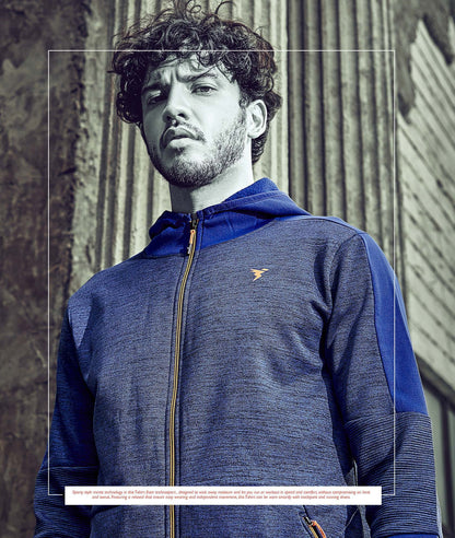 Technosport Full Sleeve Dry Fit Melange Hoodie Jacket for Men PL-75 - Royal Blue