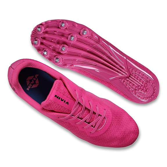 Nivia Stride 3.0 Spike Running Shoes For Men - Fluorescent Pink