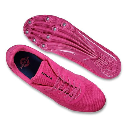 Nivia Stride 3.0 Spike Running Shoes For Men - Fluorescent Pink