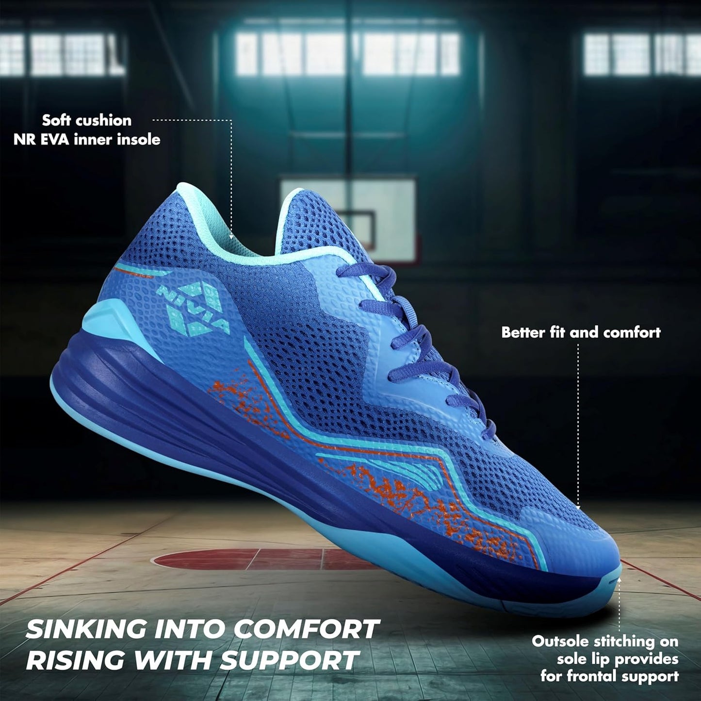 Nivia Warrior 2.0 Basketball Shoes For Men (Royal Blue)