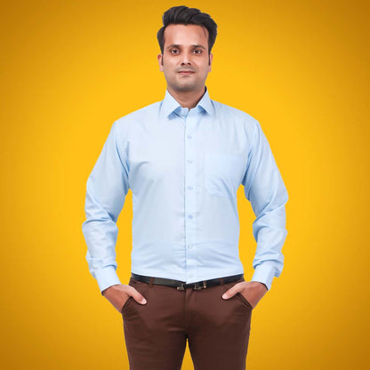 Men's Formal Shirt Blend Cotton Regular Fit - Sky Blue