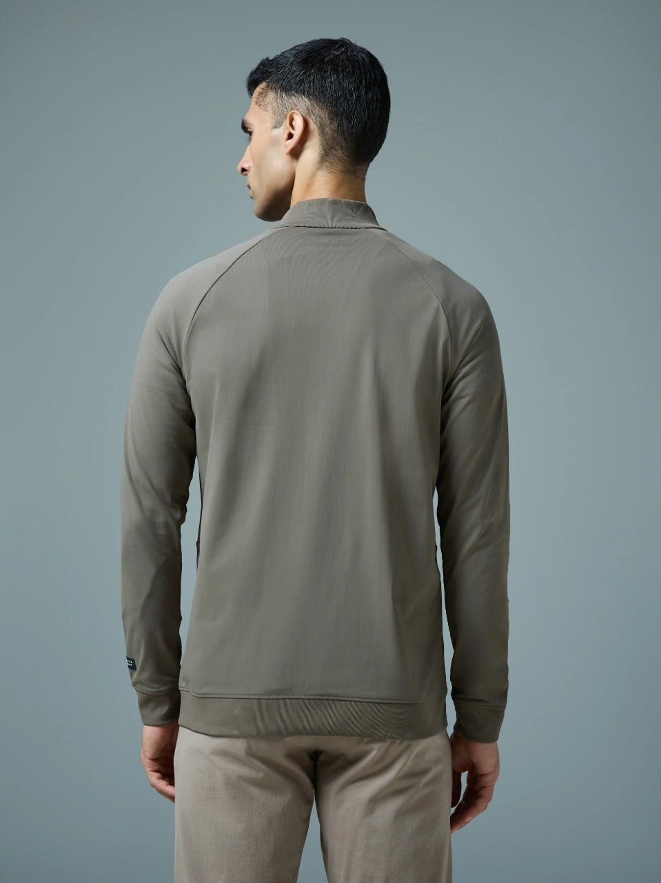 Technosport Solid Slim Fit Mock Neck Jacket For Men PM-98 (Smokey Olive)