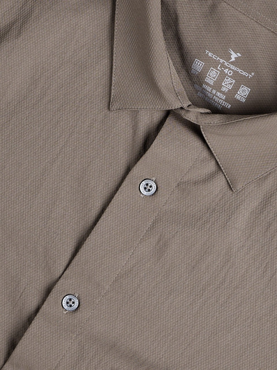 Technosport Solid Slim Fit Spread Collar Shirt with TS LYTRA For Men P-823 (Stone Grey)