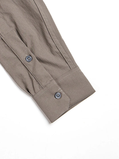 Technosport Solid Slim Fit Spread Collar Shirt with TS LYTRA For Men P-823 (Stone Grey)