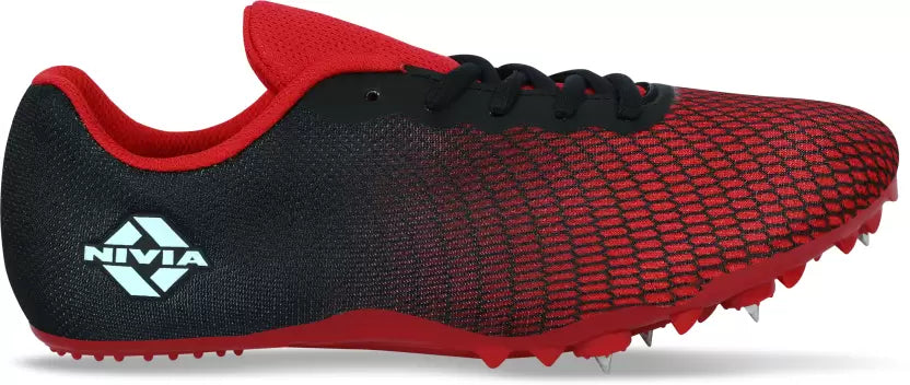 Nivia Stride 2.0 Spike Running Shoes For Men  (Red/Black)