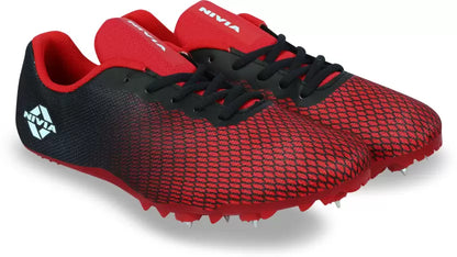 Nivia Stride 2.0 Spike Running Shoes For Men  (Red/Black)