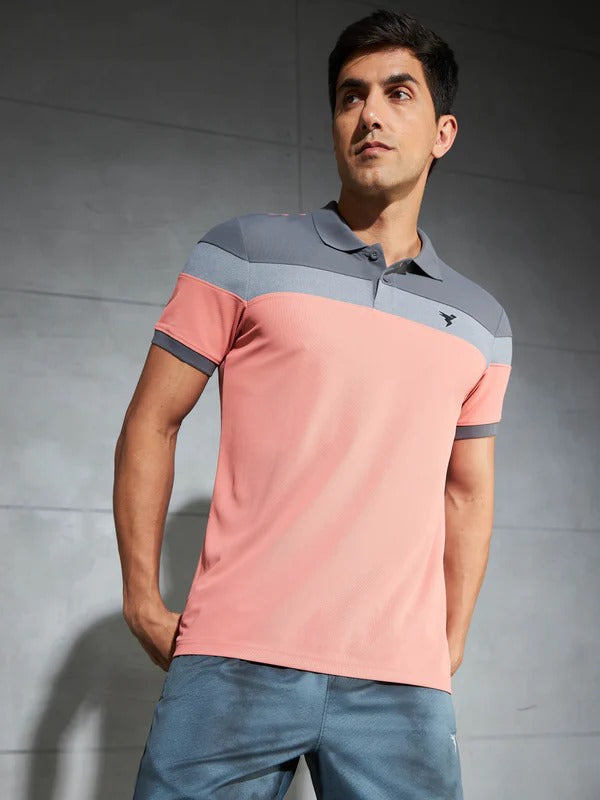 TechnoSport Polo Neck Half Sleeve Dry Fit T Shirt for Men P-772 - Terrakotta