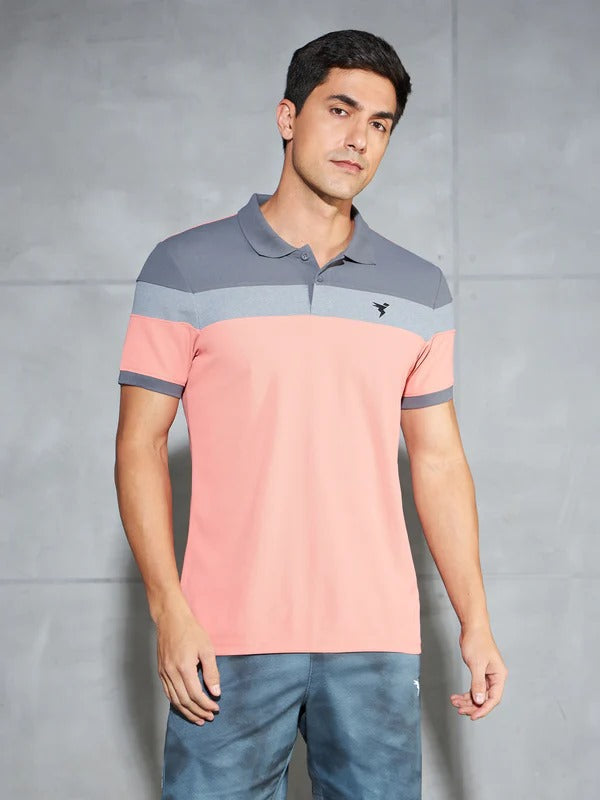 TechnoSport Polo Neck Half Sleeve Dry Fit T Shirt for Men P-772 - Terrakotta