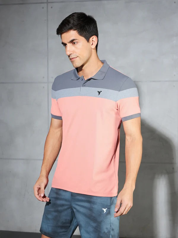 TechnoSport Polo Neck Half Sleeve Dry Fit T Shirt for Men P-772 - Terrakotta