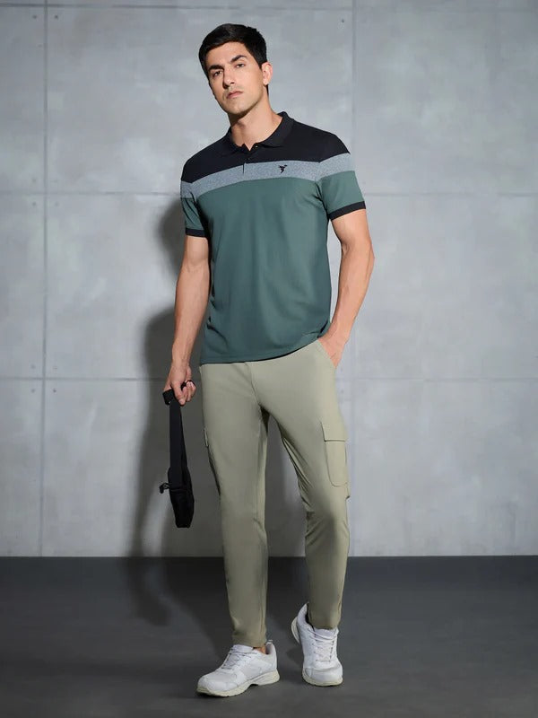 TechnoSport Polo Neck Half Sleeve Dry Fit T Shirt for Men P-772 - Trekking Green