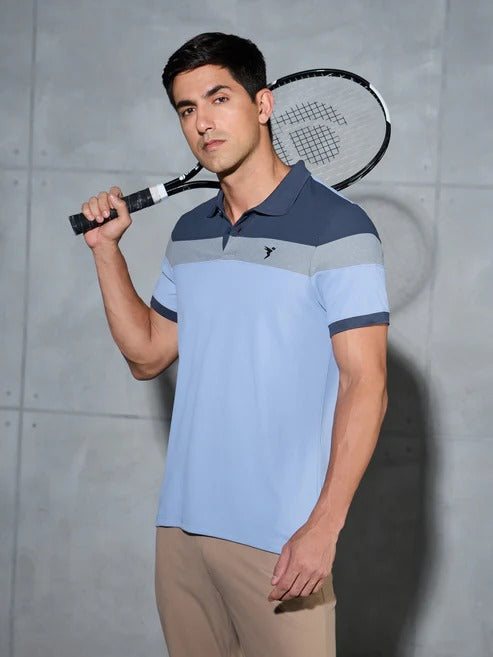 TechnoSport Polo Neck Half Sleeve Dry Fit T Shirt for Men P-772 (Troposhere)