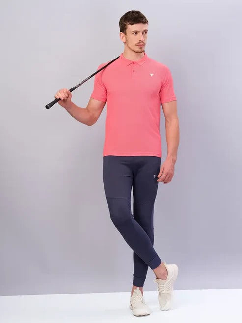 TechnoSport Polo Neck Half Sleeve Dry Fit T Shirt for Men OR-11 (Terrakotta)
