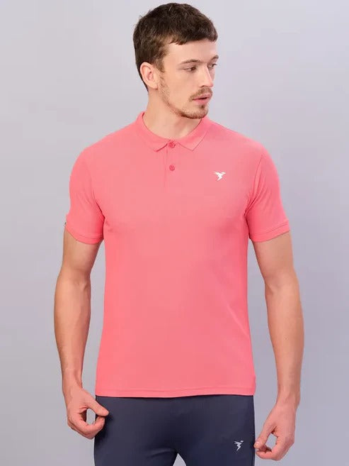 TechnoSport Polo Neck Half Sleeve Dry Fit T Shirt for Men OR-11 - Terrakotta