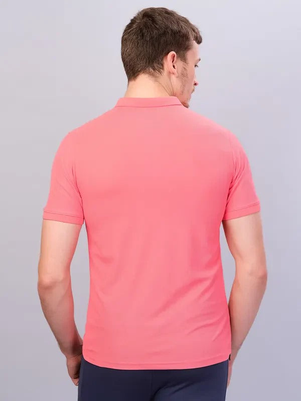 TechnoSport Polo Neck Half Sleeve Dry Fit T Shirt for Men OR-11 (Terrakotta)