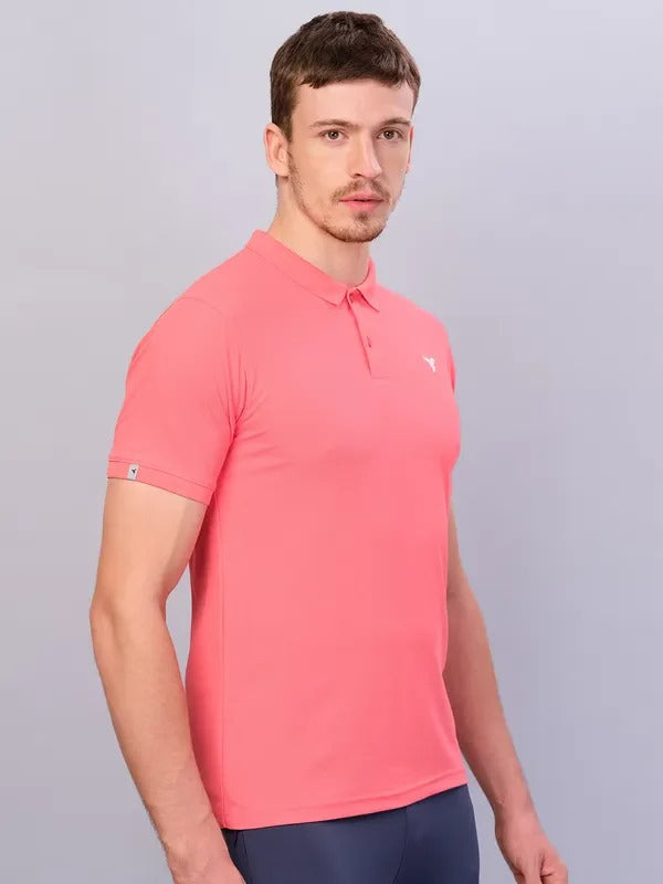 TechnoSport Polo Neck Half Sleeve Dry Fit T Shirt for Men OR-11 - Terrakotta