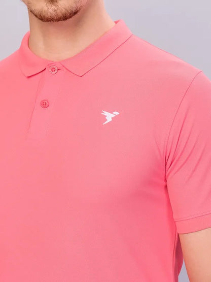TechnoSport Polo Neck Half Sleeve Dry Fit T Shirt for Men OR-11 (Terrakotta)