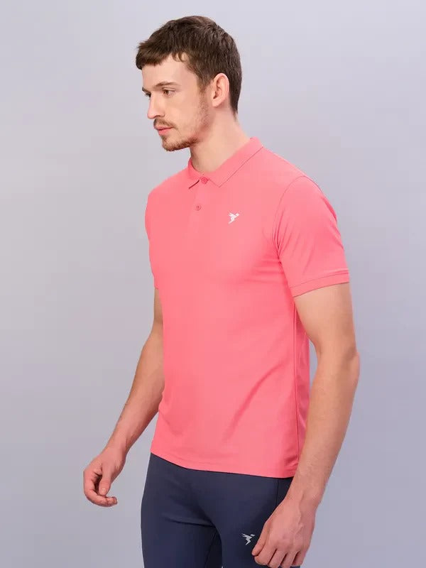 TechnoSport Polo Neck Half Sleeve Dry Fit T Shirt for Men OR-11 (Terrakotta)
