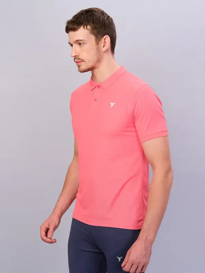 TechnoSport Polo Neck Half Sleeve Dry Fit T Shirt for Men OR-11 (Terrakotta)