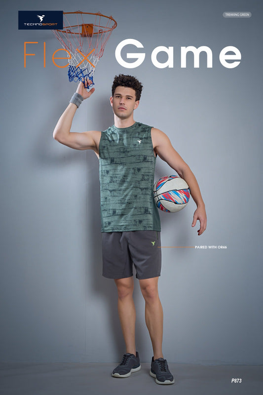TechnoSport Sublimation U Neck Sleeveless Dry Fit Sando for Men P-873 (Tfekkins Green)