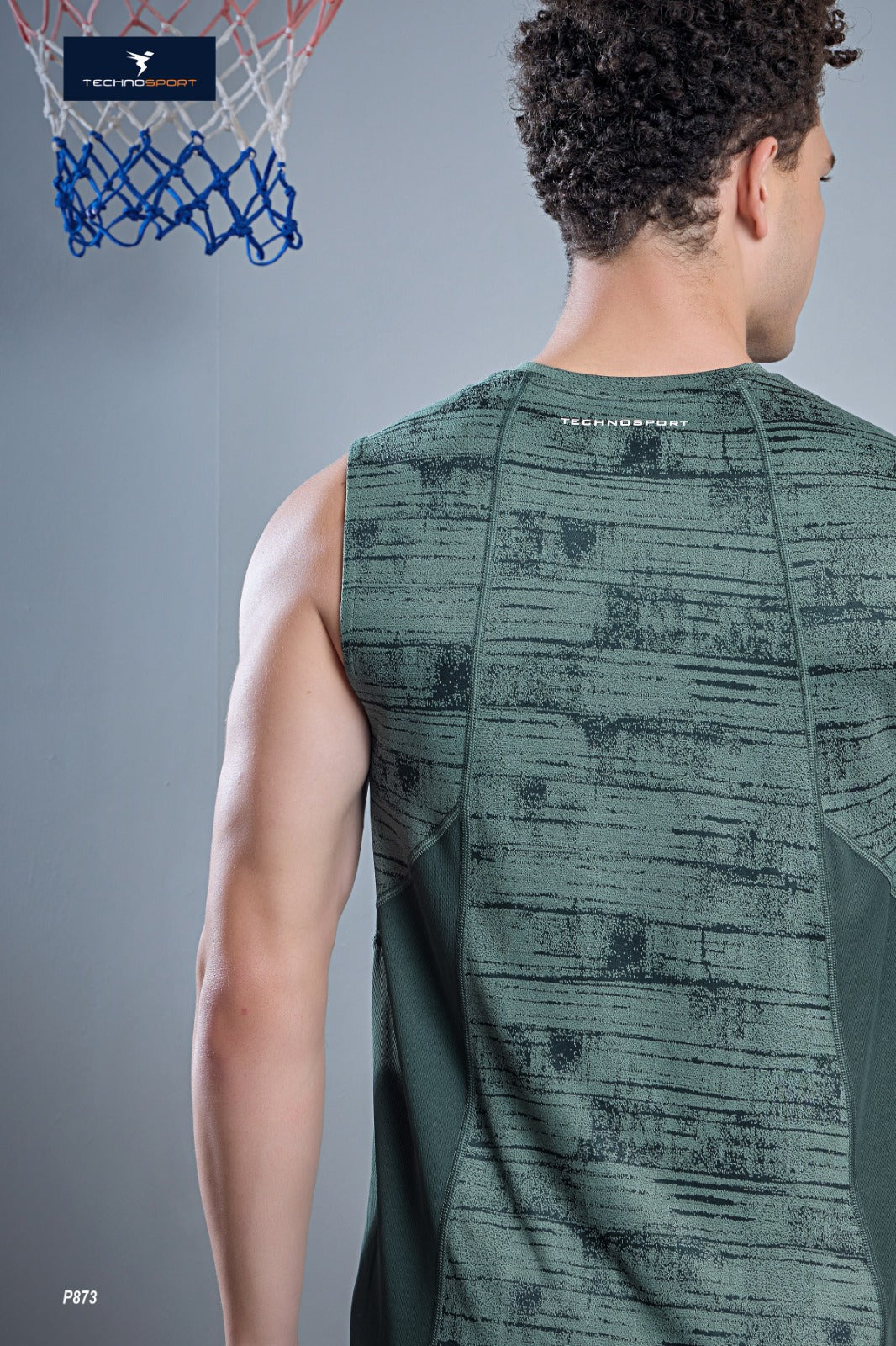 TechnoSport Sublimation U Neck Sleeveless Dry Fit Sando for Men P-873 (Tfekkins Green)