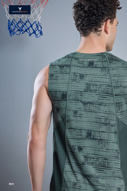 TechnoSport Sublimation U Neck Sleeveless Dry Fit Sando for Men P-873 - Tfekkins Green