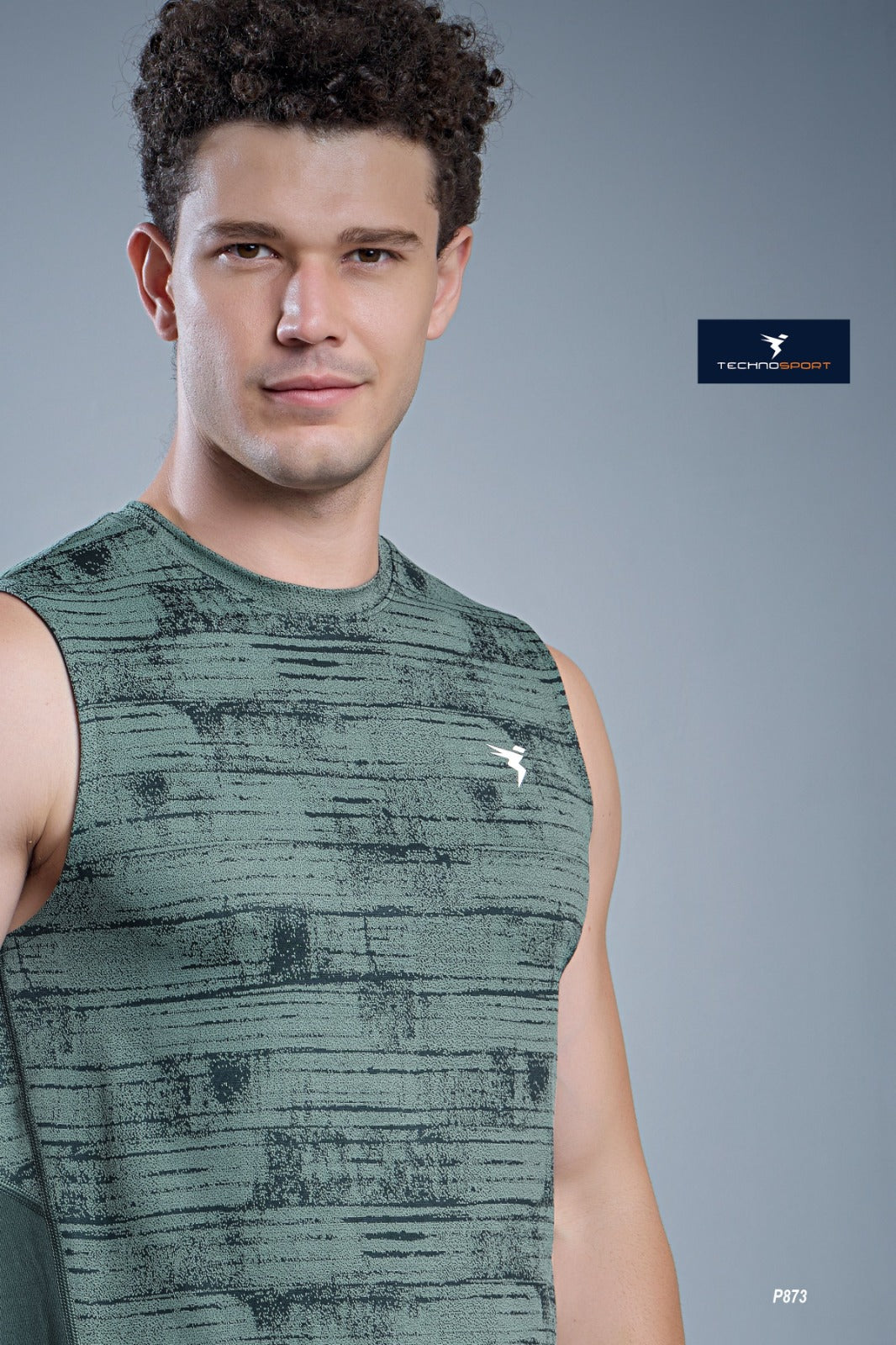 TechnoSport Sublimation U Neck Sleeveless Dry Fit Sando for Men P-873 (Tfekkins Green)