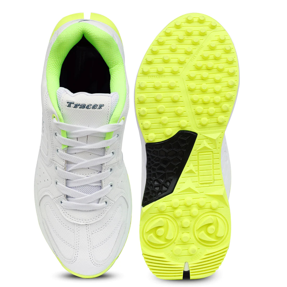Tracer T-Spinner 193 Rubber Studs Cricket Shoes - White/Green