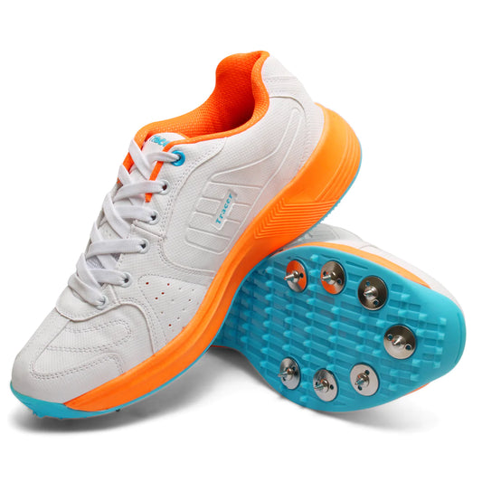 Tracer T-Spinner 283 Spikes Cricket Shoes - White/Orange