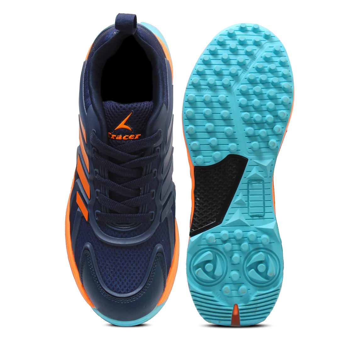Tracer Ultimate 2251 Rubber Studs Cricket Shoes Navy Orange Jalandhar Style