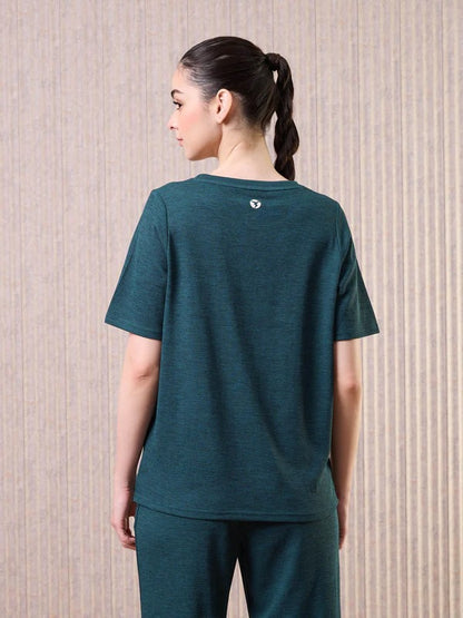 Technosport Women Relaxed Fit Round Neck T-shirt WR-132 (Trekking Green)