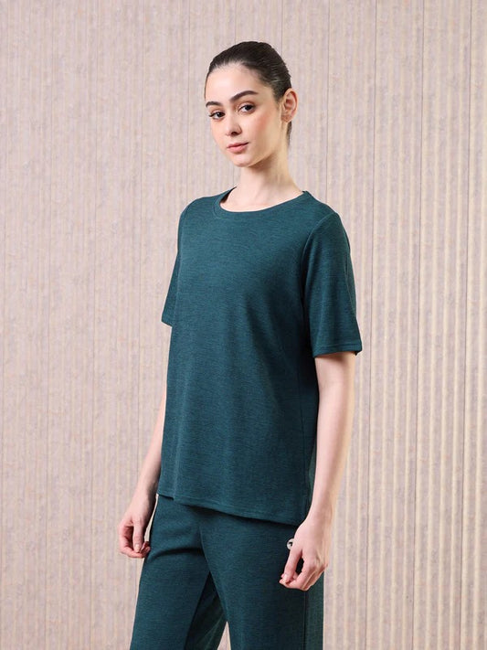 Technosport Women Relaxed Fit Round Neck T-shirt WR-132 (Trekking Green)