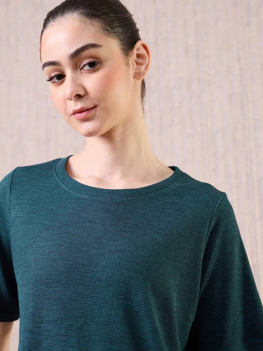 Technosport Women Relaxed Fit Round Neck T-shirt WR-132 (Trekking Green)