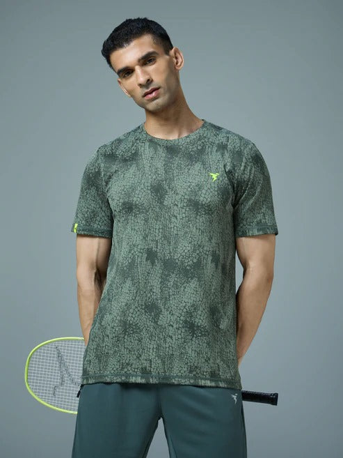 TechnoSport Crew Neck Half Sleeve Dry Fit T Shirt for Men OR-60 - Trekking green