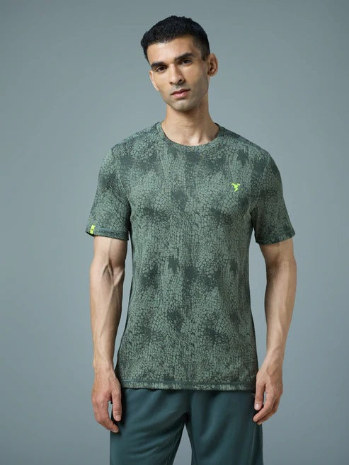 TechnoSport Crew Neck Half Sleeve Dry Fit T Shirt for Men OR-60 - Trekking green