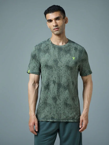 TechnoSport Crew Neck Half Sleeve Dry Fit T Shirt for Men OR-60 (Trekking green)