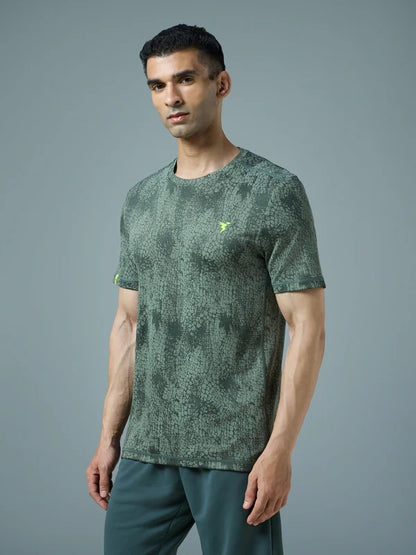 TechnoSport Crew Neck Half Sleeve Dry Fit T Shirt for Men OR-60 (Trekking green)