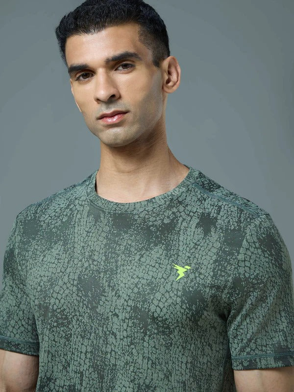 TechnoSport Crew Neck Half Sleeve Dry Fit T Shirt for Men OR-60 - Trekking green