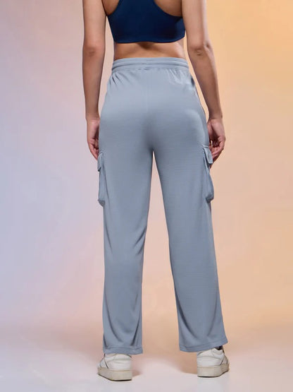 Women Solid Straight Fit Cargo Trackpants W-152 (Troposphere)