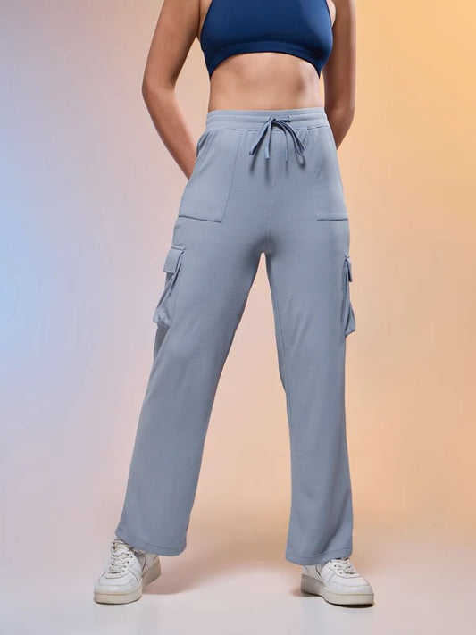 Women Solid Straight Fit Cargo Trackpants W-152 (Troposphere)