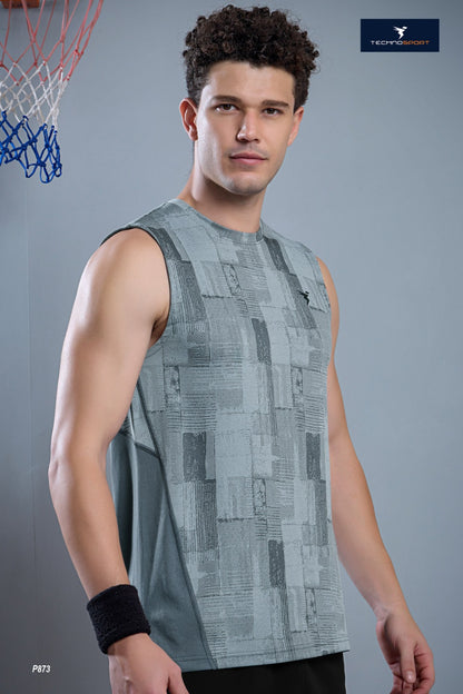TechnoSport Sublimation U Neck Sleeveless Dry Fit Sando for Men P-873 (Trubuluence)