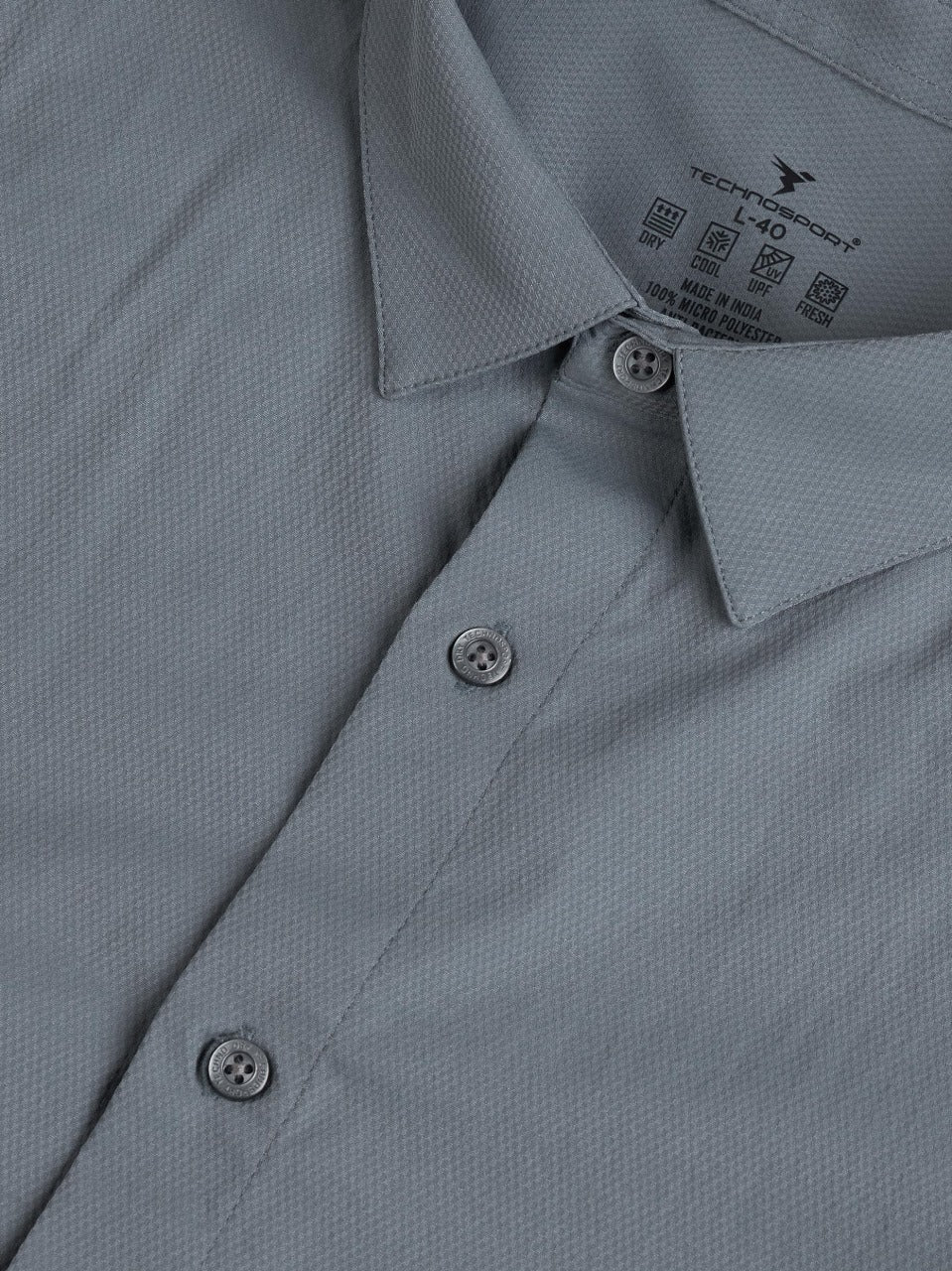 Technosport Solid Slim Fit Spread Collar Shirt with TS LYTRA For Men P-823 (Turbulence)