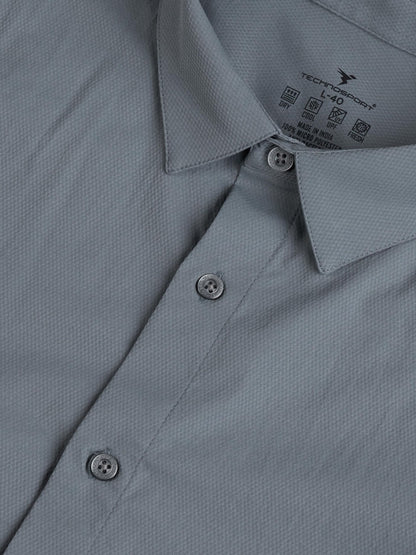 Technosport Solid Slim Fit Spread Collar Shirt with TS LYTRA For Men P-823 (Turbulence)