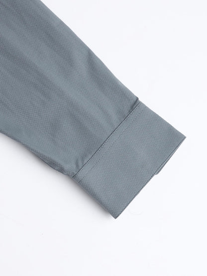 Technosport Solid Slim Fit Spread Collar Shirt with TS LYTRA For Men P-823 (Turbulence)