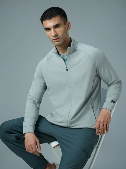 Technosport Solid Slim Fit Mock Neck Jacket For Men PM-98 (Ultimate Grey)
