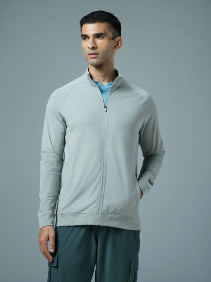 Technosport Solid Slim Fit Mock Neck Jacket For Men PM-98 (Ultimate Grey)