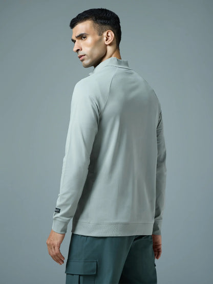 Technosport Solid Slim Fit Mock Neck Jacket For Men PM-98 (Ultimate Grey)