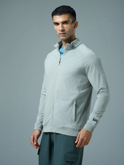 Technosport Solid Slim Fit Mock Neck Jacket For Men PM-98 (Ultimate Grey)